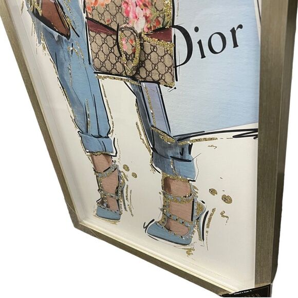 Oliver Gal Glass Frame Fashion Designer Handbag Shopping Floral Spring Wall Art - Picture 4 of 9